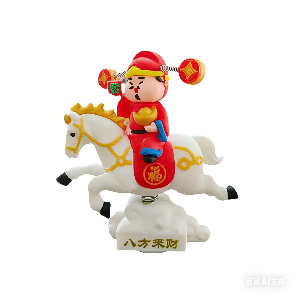 

Cute God Of Wealth Desktop Decor Year of The Horse Mascot Car Ornament Chinese Style Blessing Horse Year Figurines Lucky Gift
