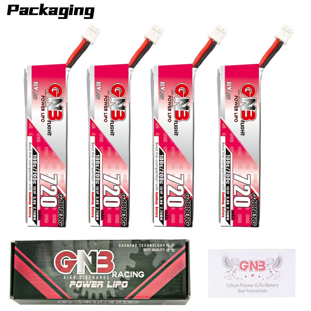 GNB 1S 720mAh 100C/200C HV Lipo Batterie 3,8V Mit PH2.00 stecker für Quadcopter FPV Drone Tinywhoop Rahmen RC Drone