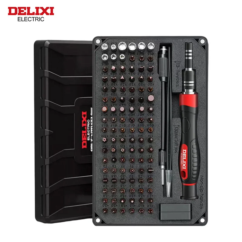 DELIXI ELECTRIC 107 in 1Precise Screwdriver Set,S2+CRV Steel Batch Head Strong Magnetic Adsorption ,Home Repair Phone,Tablet,Toy