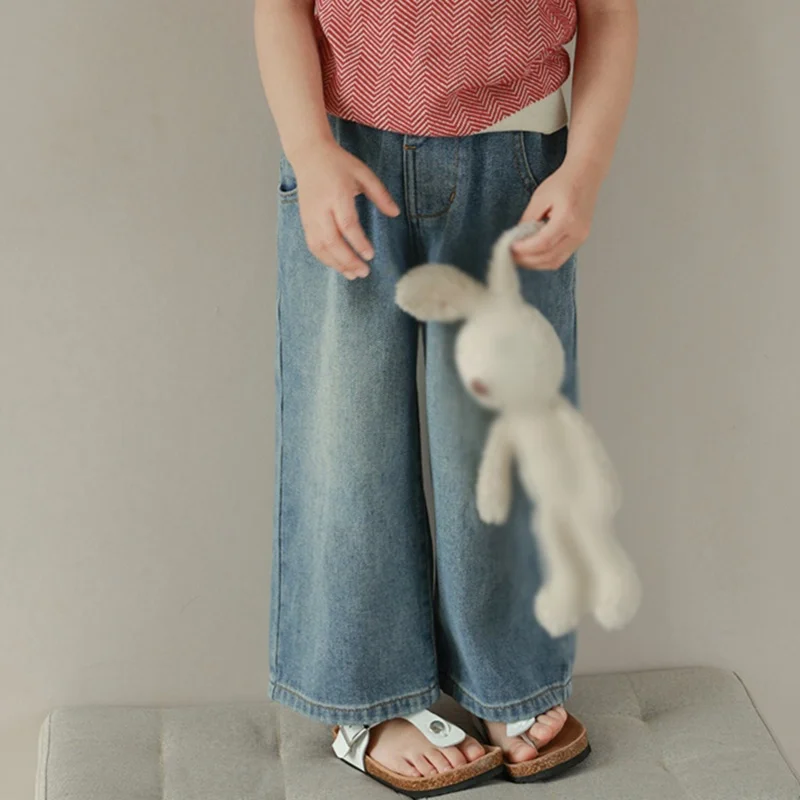 Girls Loose Wide Leg Jeans Pants Kids Denim Trousers Casual Clothes For Teenagers Girl Spring Autumn Children Clothes