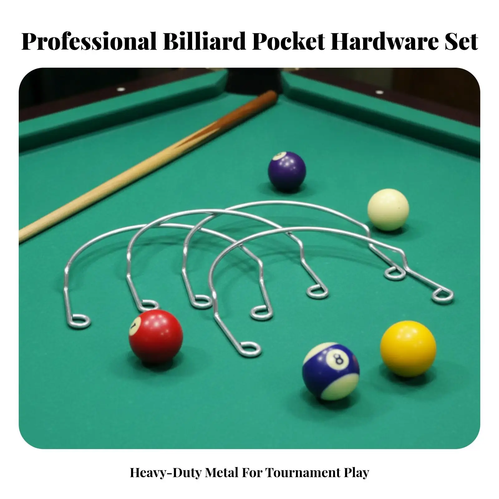 Billiard Table Net Pocket Bracket Hardware Set Steel Iron Curved Loops for Corner and Middle Support