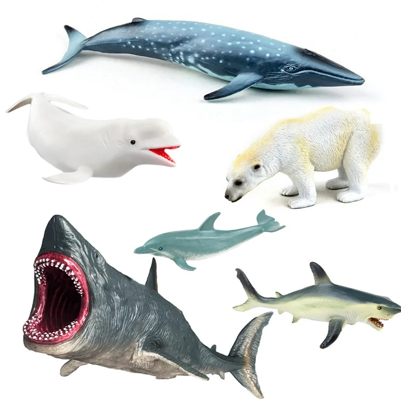 Oenux Savage Marine Sea Life Megalodon Action Figure Aquarium Big Fish Animal Model Toys For Kids Gift