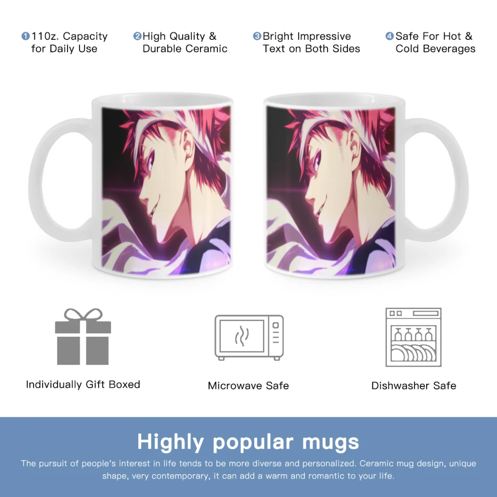 

Anime Food Wars! Free shipping Ceramic Mug Cute Coffee Tea Milk Stave Mugs And Cups with Handle Novelty Gifts