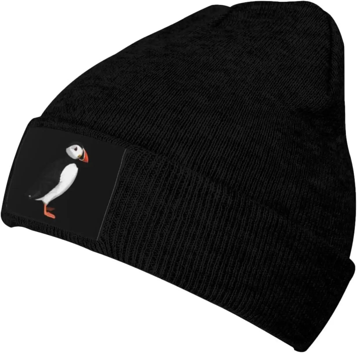 Puffin Bird Winter Beanie Hat for Men & Women - Daily Knit Cap - Warm & Soft Stylish Skull Caps Black