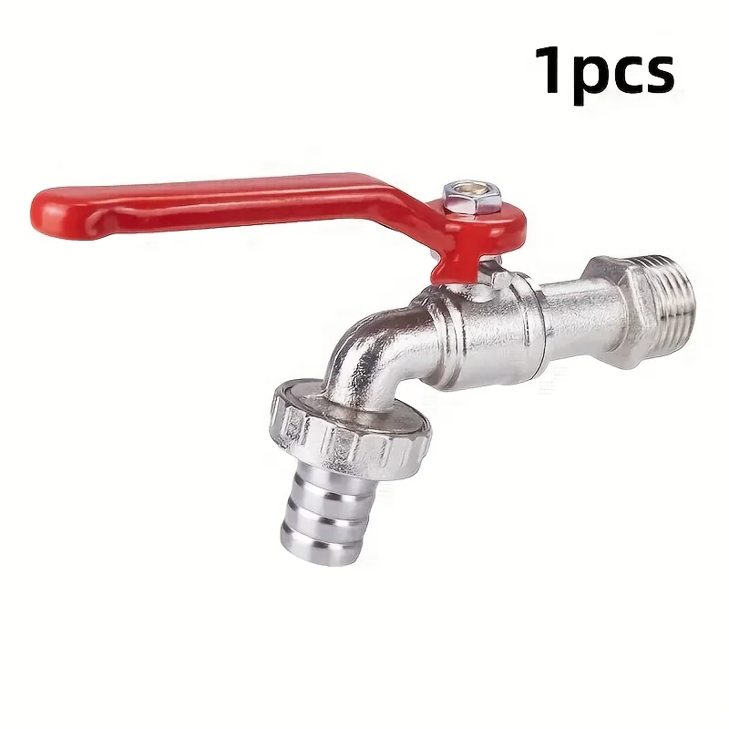 High-Flow G1/ 2inch Zinc Alloy Outdoor Faucet with Red Handle and Ball Valve Core - Corrosion-Resistant, Polished Surface, Suitable for Garden, Lawn, and Patio Use, Garden Water Supply | Modern Water Pipe Fittings