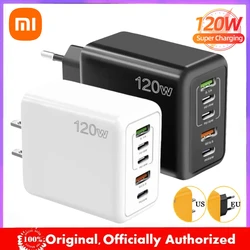 Xiaomi 120W GaN Charger USB PD Type C Fast Charging 5 Ports Phone Adapter QC3.0 For iPhone 15 Pro Max Samsung Galaxy S23 Huawei