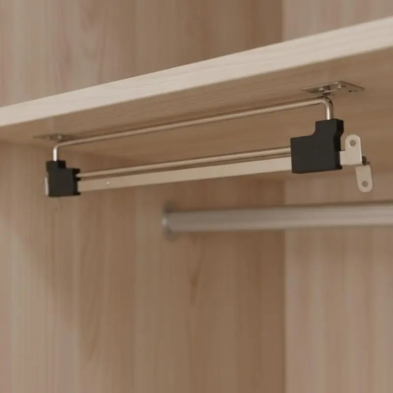 Pull-Out Adjustable Clothes Rod Easy Mount Wardrobe Hanging Rail Space Saving Organizer for Small Apartment Closet