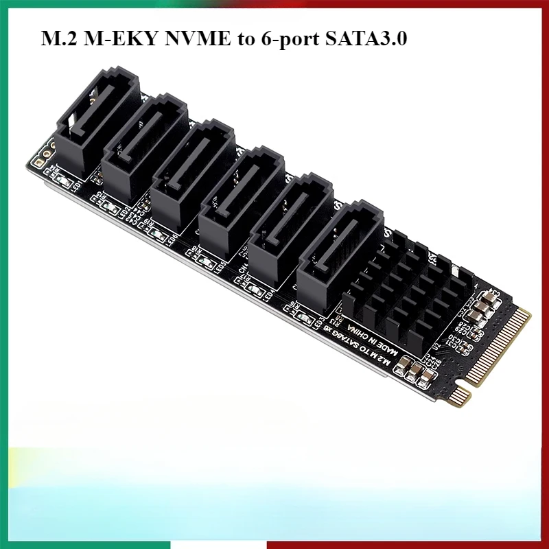 M.2 M-EKY NVME to 6-port SATA3.0 expansion card ASM1166 chip for NAS Synology hard drive expansion support PM