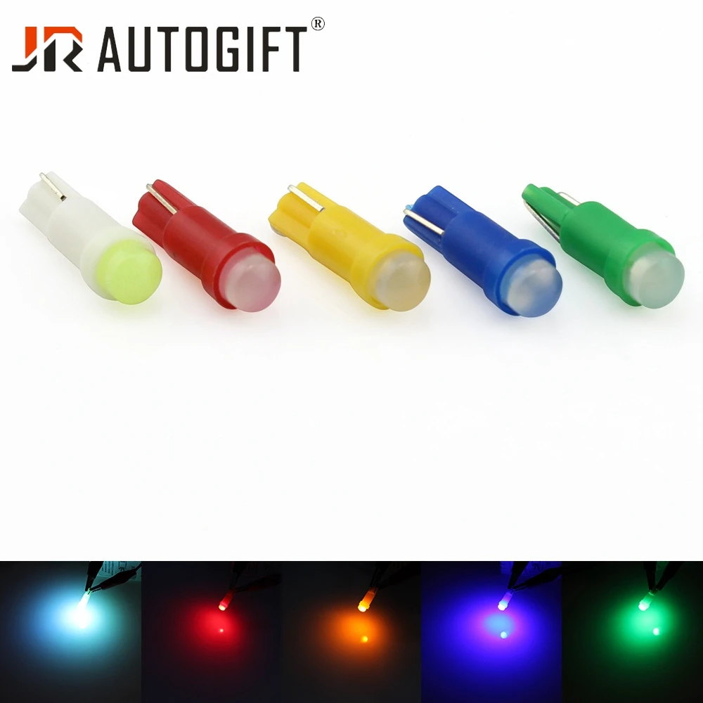 100PCS  Auto LED lamps 12V/24V Dashboard wedge light instrument light Indicator Light T5 COB 1SMD White Red Yellow