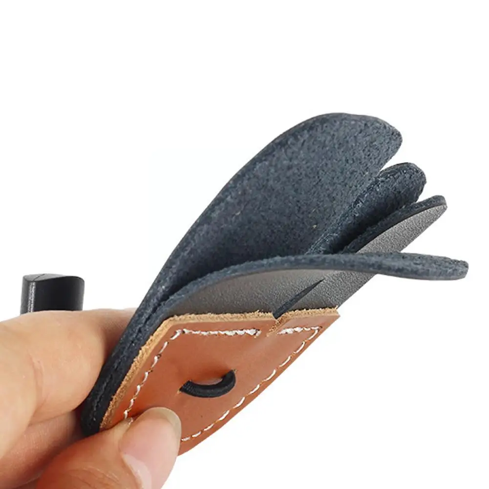 Archery Finger Tab Protector Thick Leather Bow Arrows Protective Equipment Gear Guard Pad Finger Tab Archery Glove Protecti I9Z6