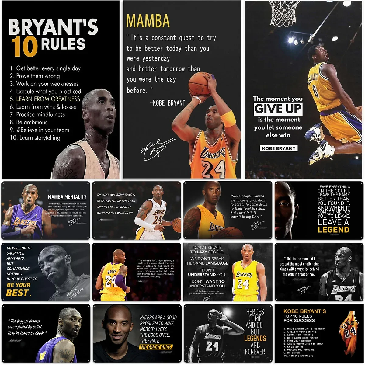

Vintage Metal Tin Signs Kobe Quotes Manba Posters Wall Decor for Home Pub Garage Restaurant Bars Cafe Clubs Retro Posters Plaque