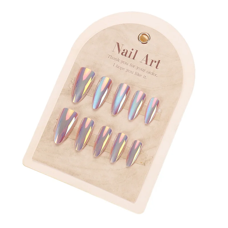 

Autumn and winter wear long brown gradual change simple nail art finished light luxury fake nail piece