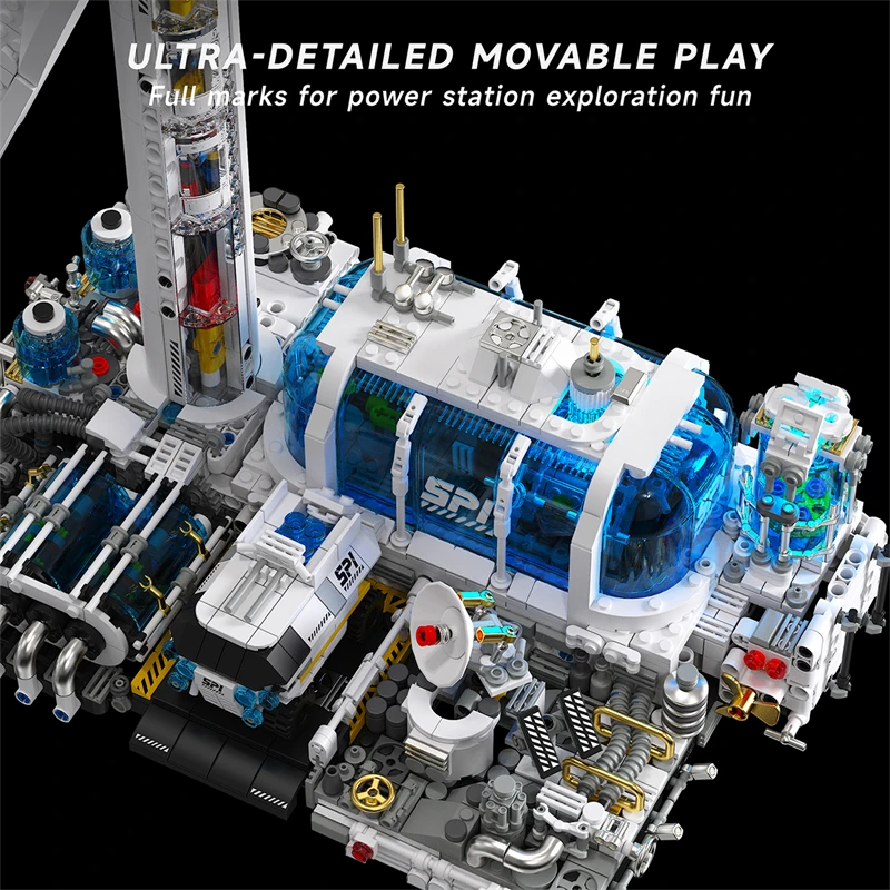 مكعبات بناء محطة طاقة الرياح، قاعدة استكشاف الفضاء، نموذج مزرعة الرياح، ألعاب مجمعة للأطفال، هدية لعشاق الفضاء