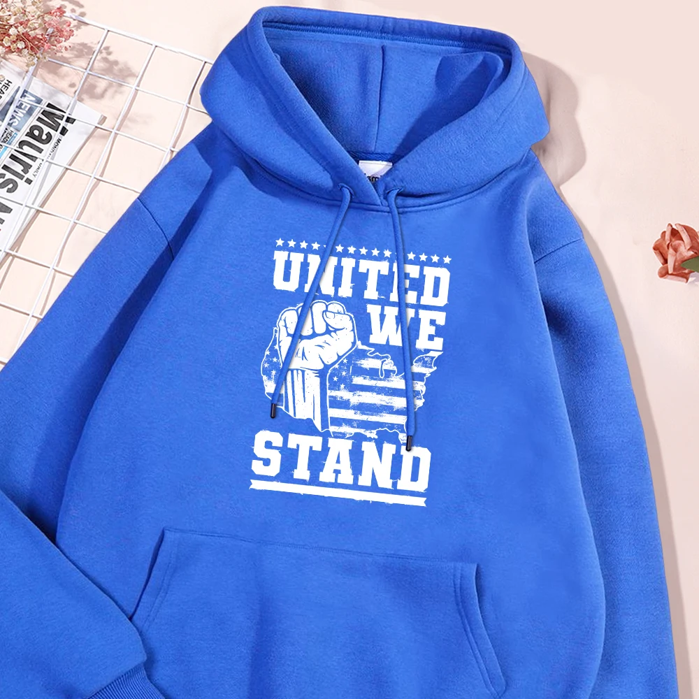 United We Stand Letter Election Print Man Hoodies Comfort Soft Fleece Hoodie Autumn Casual Oversize Sweatshirt Loose Hoody Tops