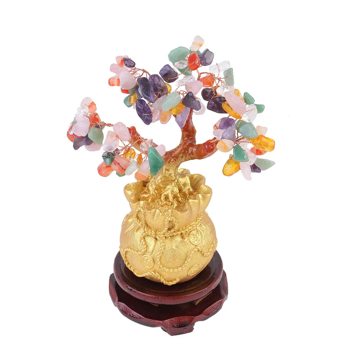 

Money Tree Desktop Ornament Crystal Bonsai Style Wealth Prosperity Decoration Natural Stone Home Office Decor S Size