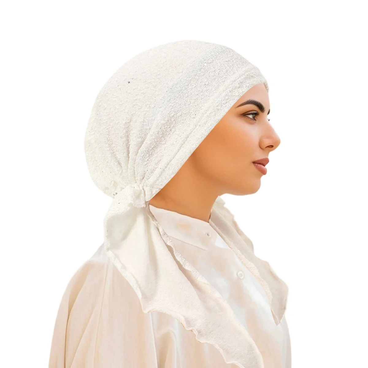 Muslim Ladies' Fashionable New Powder-coated Stretch Headscarf Hat  Pullover Hat Fashionable and Versatile Pullover Hat