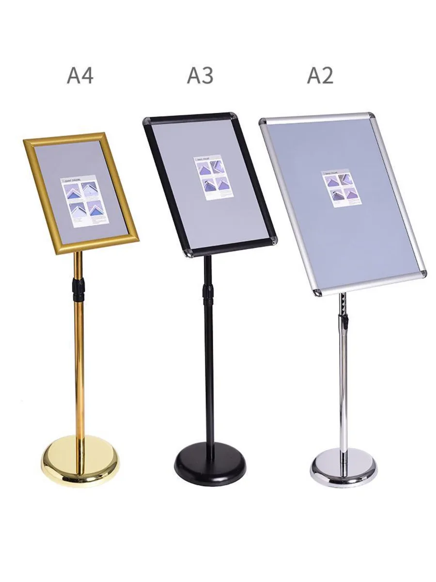 Stainless Steel Floor Sign Stand A4 Poster Frame Lifting Billboard Hotel Door Guide Advertising Banner Floor Stand Signage Rack