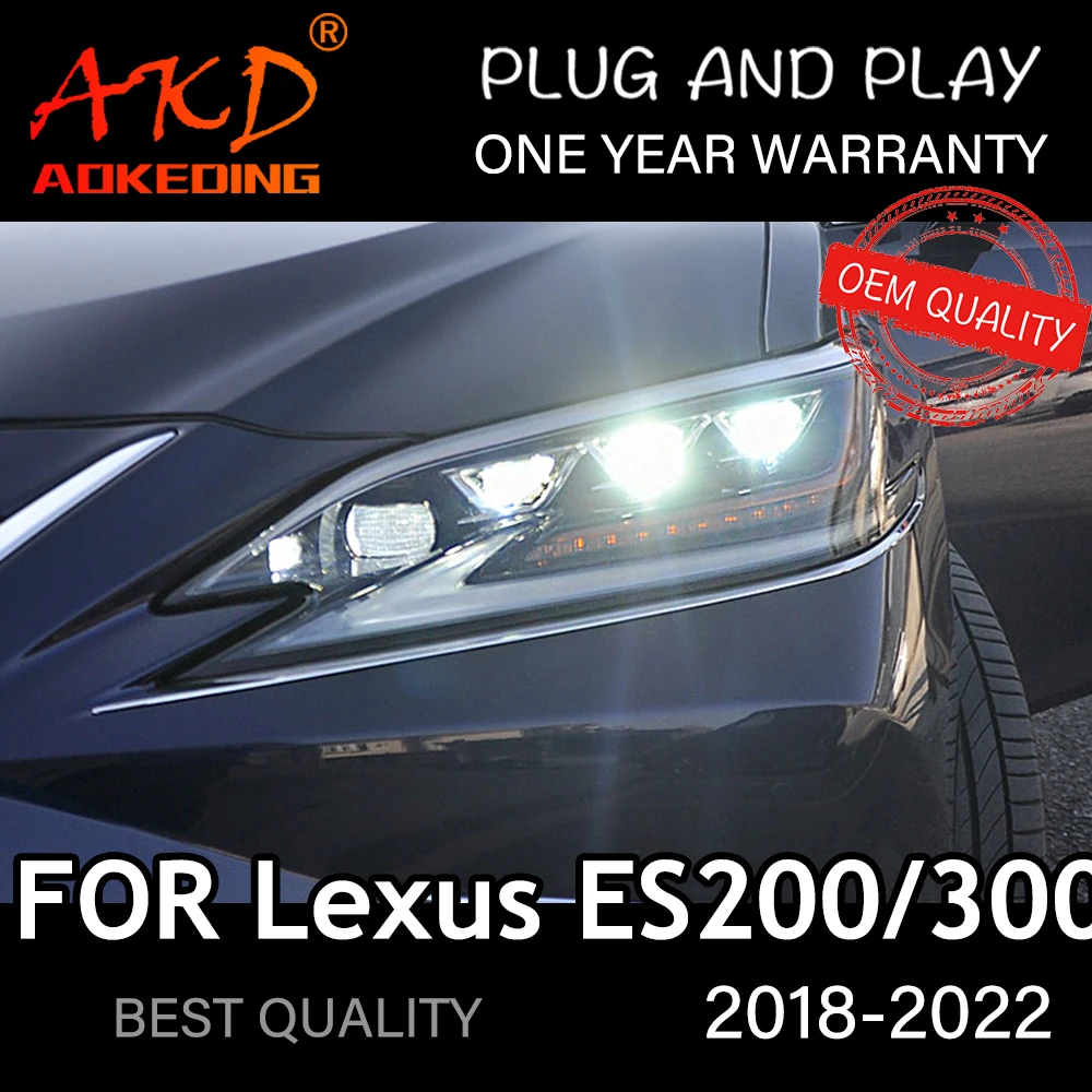 Headlight For Lexus ES200 2018-2022 Car автомобильные товары LED DRL Hella 5 Xenon Lens Hid H7 ES300 ES250 Car Accessories