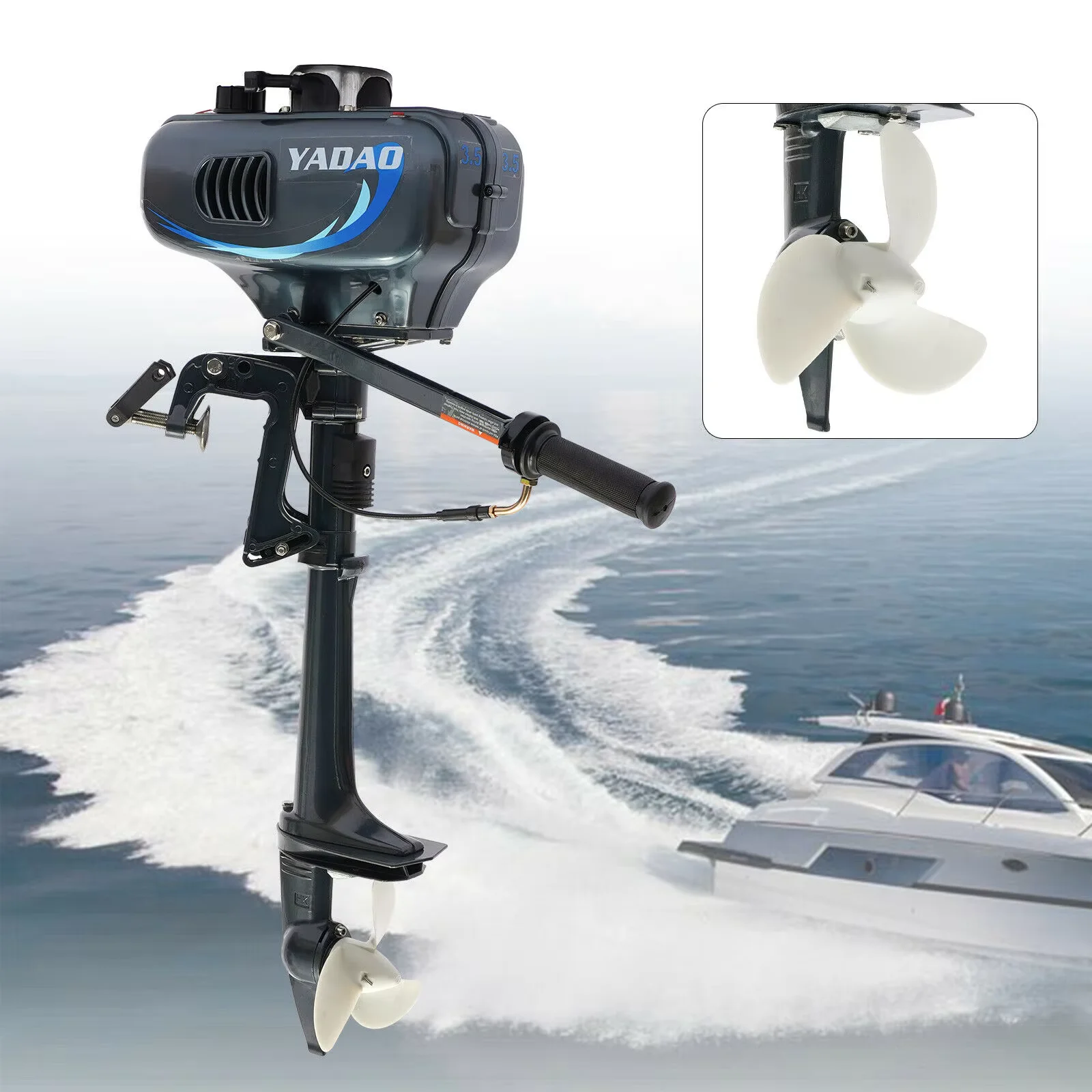 3.5HP 2 Stroke Gasoline Outboard Motor Boat Heavy Duty Engine Water-Cooling CDI System Motor 12km/h