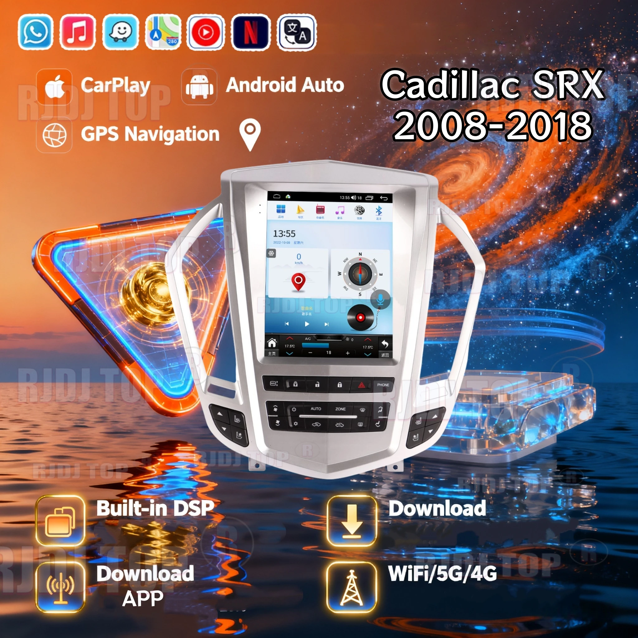 

Мультимедиа Carplay Qualcomm Android 14 для Cadillac Old SRX 2009 2010 2011 2012, GPS-навигационный радиоприемник, обновление головное устройство