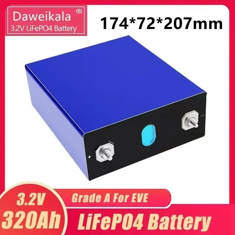 3.2V 320Ah Lifepo4 Battery DIY Solar Panel Power Bank 12V 24V 48V Camping Rechargeable Spare Battery With Busbar