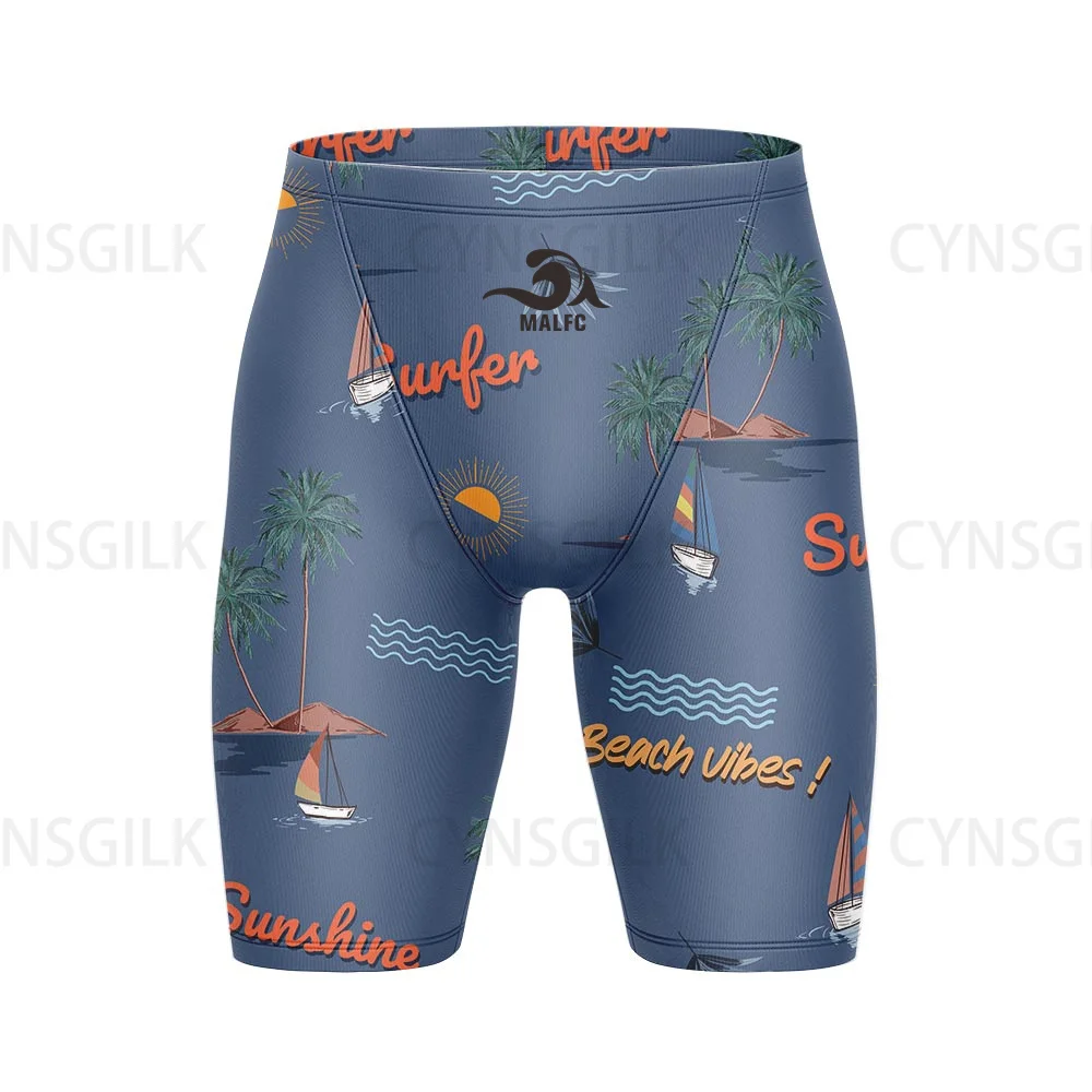 Summer New Swimwear Swimming Jammers ShortsMen's Swim Shorts Jammer Endurance Athletic Training Swimsuit Racing Swimming Trunks