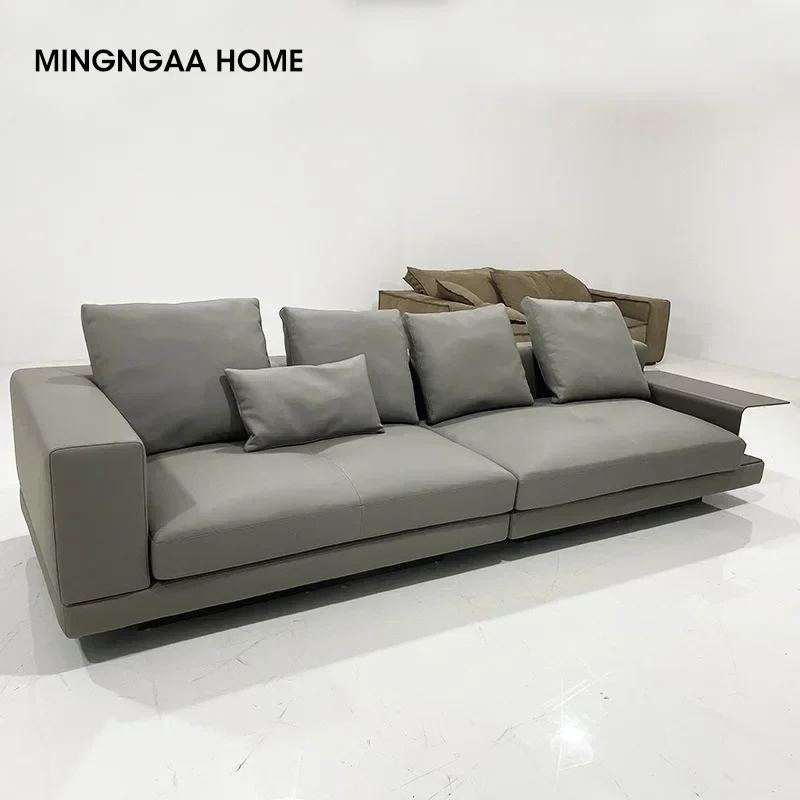 Modern Nordic minimalist living room office apartment one-word storage first floor cowhide size apartment three-person sofa
