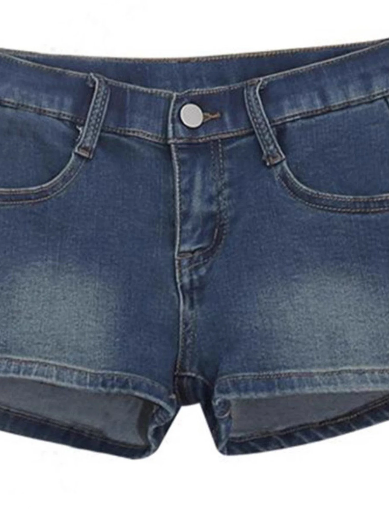 Women's Blue Mini Denim Shorts Vintage 2000s Y2k Gyaru Micro Jeans Shorts Low Waist Hot Cowboy Pants Shorts Spring Summer 2026