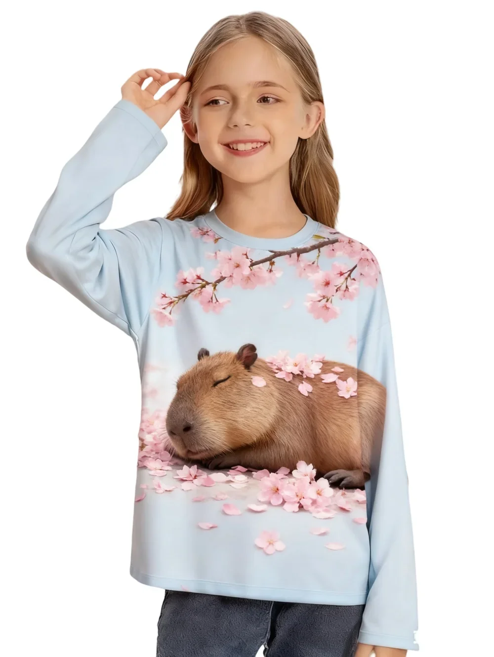 Kids' T-Shirt Capybara 3D Print Casual Long Sleeve Top Girl Tshirt Cute Cartoon Childrens Clothing Boys Girls Tops Kids' T-Shirt