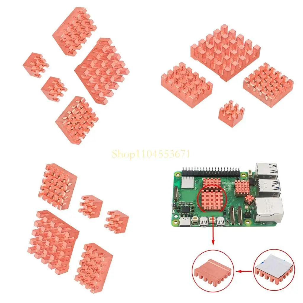 

Best Seller Self-Adhesive Copper Chipset Heatsinks Radiators Heat Sink Cooling Finss with Tape for RPI 5