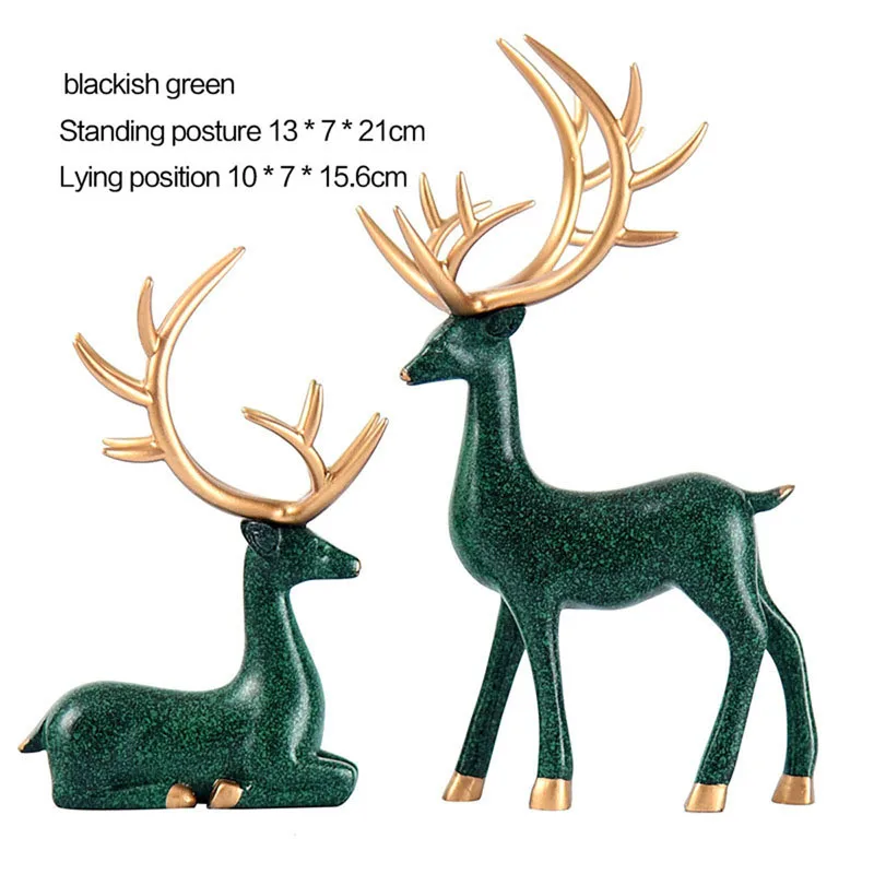 Resin Couples Elk Desktop Decor Gold Reindeer Animal Office Decoration Indoor Home Room Ornaments Table Craft Home Decoration