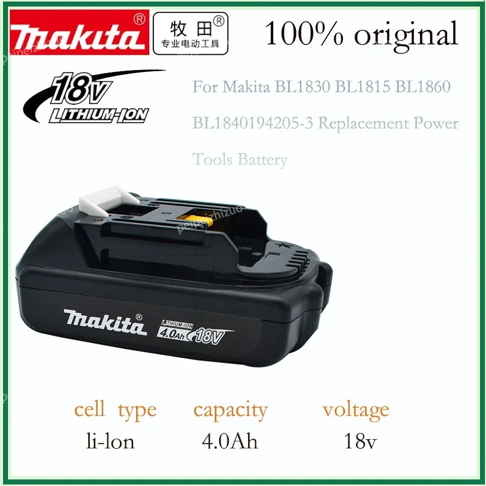 

Makita Rechargeable 18V 4.0Ah Li-Ion Battery For Makita BL1830 BL1815 BL1860 BL1840 194205-3 Replacement Power Tools Battery