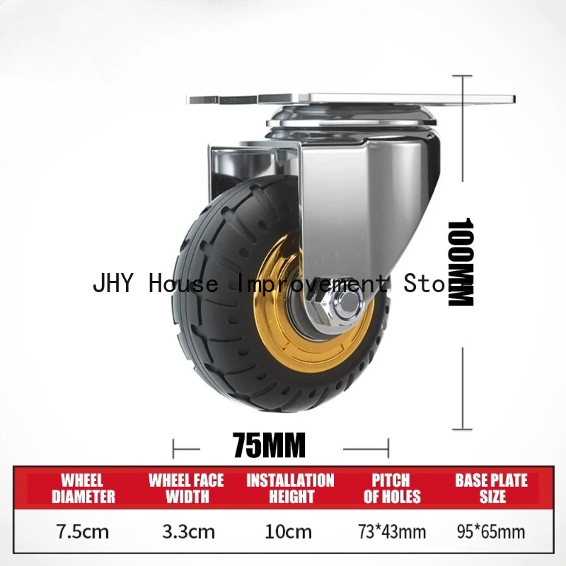 High quality Caster Wheels 3/4/5inches Side Mount Small Rubber Furniture Castors Swivel Cartwheels for Trolley Cabinet