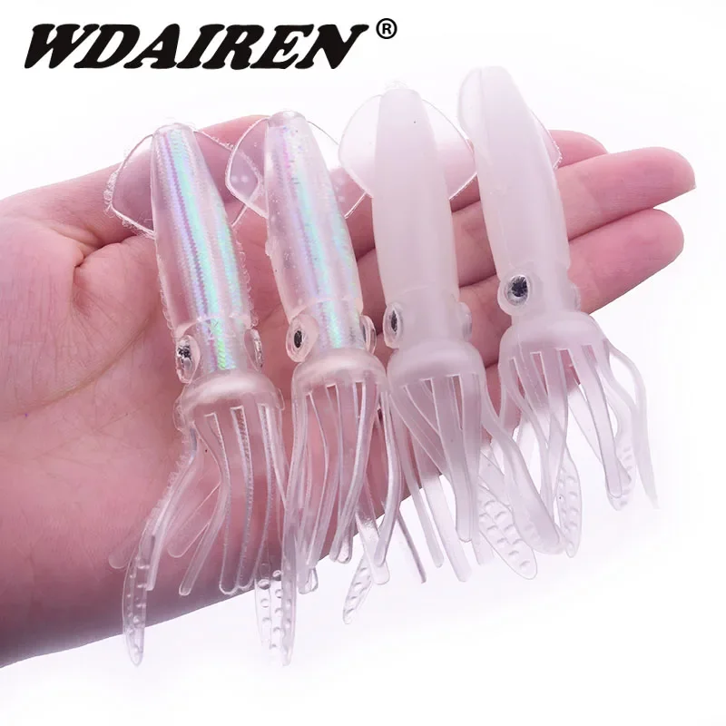 2 Pcs Claw Tail Soft Baits 10cm 8g Luminous Bionic Octopus Squid Hollow Belly Fishing Lure Soft Lure Bass Fishing Tackle