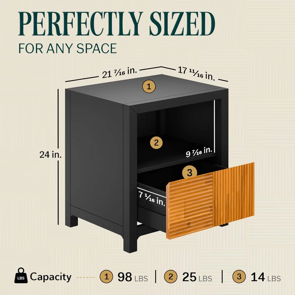 منضدة، طاولة جانبية مجمعة بالكامل، ديكور غرفة نوم أنيق بنمط فريد، مثالية لإضافة نمطًا إلى غرفة النوم