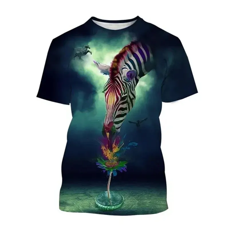 Summer Fashion Casual Fun Animal Graphic T-shirts For Men New Trend Personality 3D Printed Round Neck Street Style Short Sleeve