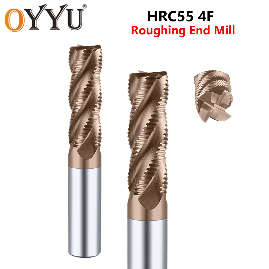 

OYYU HRC55 4 Flute Roughing End Mill Carbide Milling Cutter 3-20mm 4mm 6mm 8mm 10mm 12mm 16mm For Steel Endmills CNC Tools