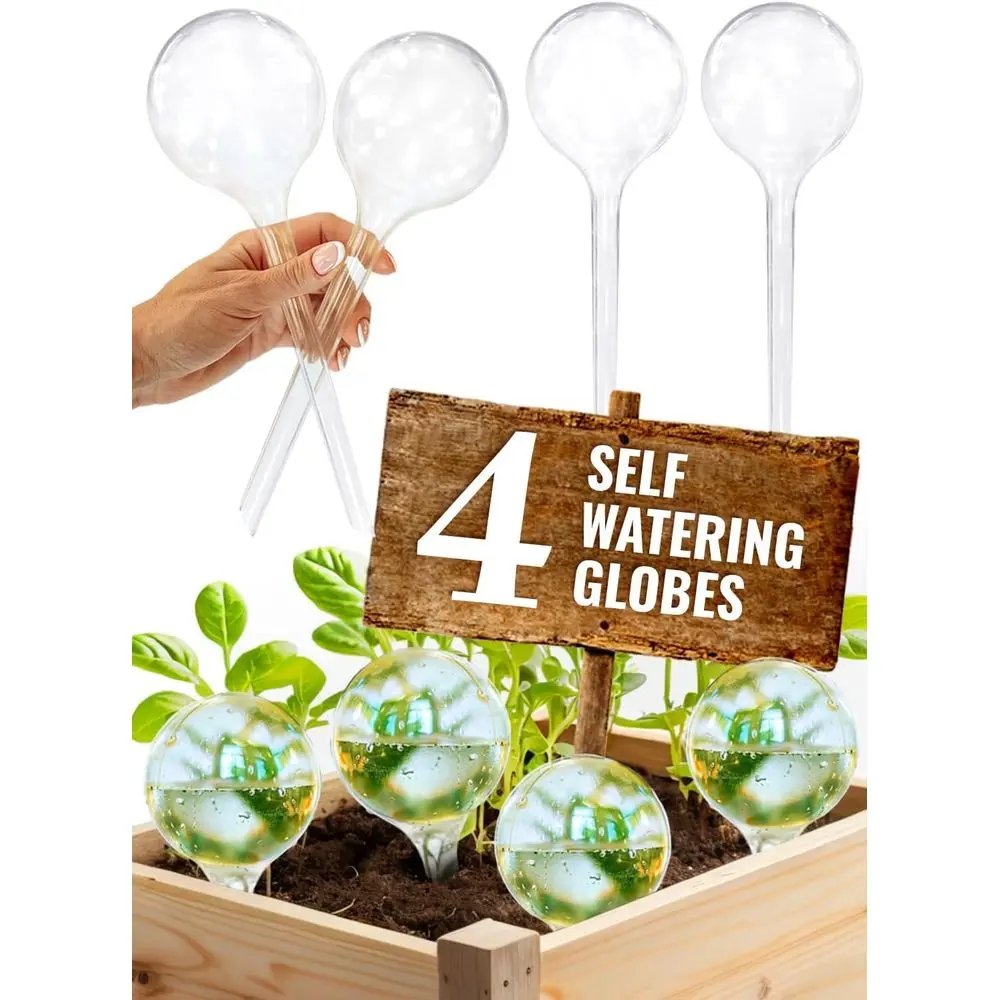 

Watering Globes Plastic Set of 4 - Automatic Plant Waterer for Indoor and Outdoor Plants - Self Watering Planter Insert System w