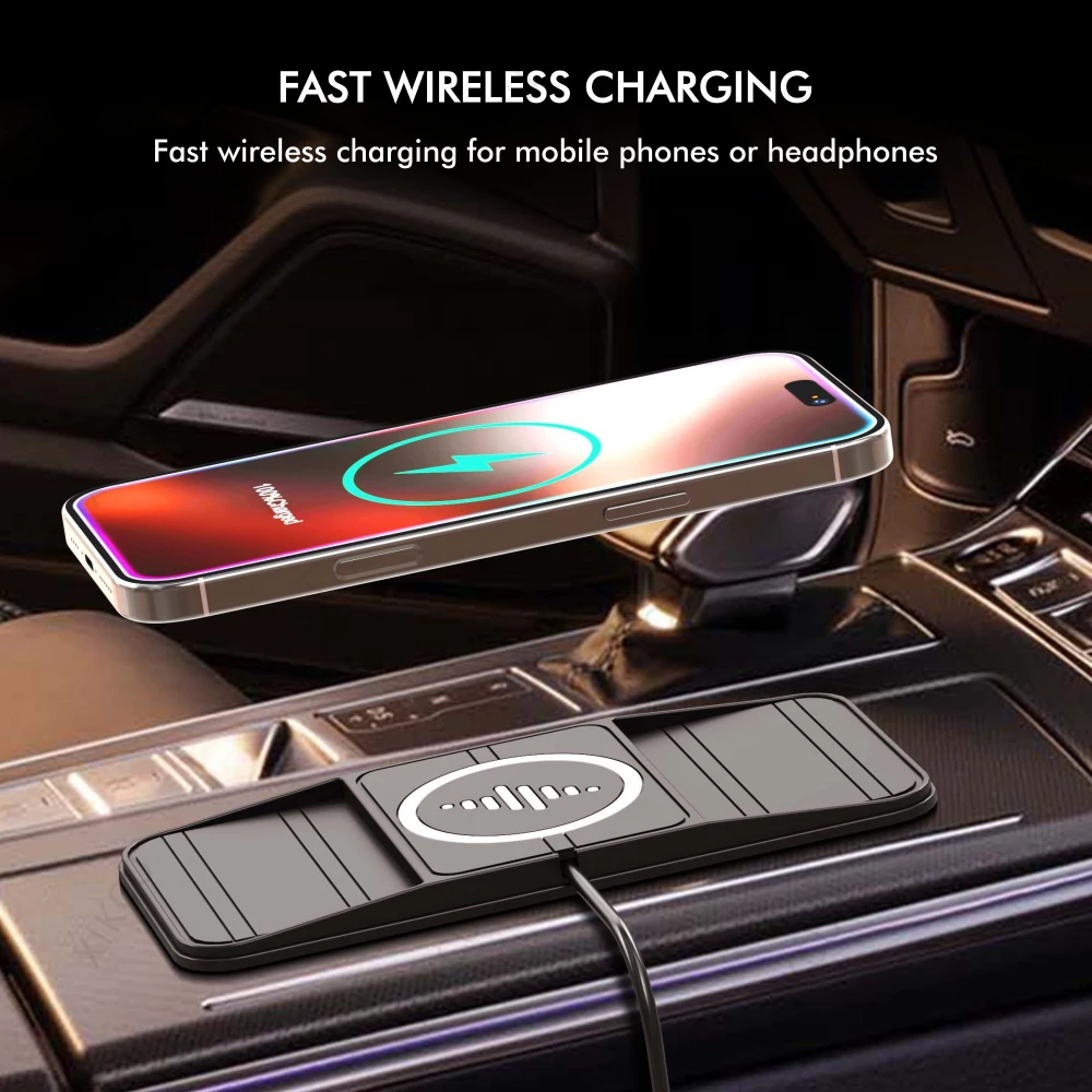 

15W Wireless Car Charger Silicone Non-Slip Phone Pad For iPhone 17 16 15 14 13 12 Pro Max Samsung Xiaomi Fast Charging Station