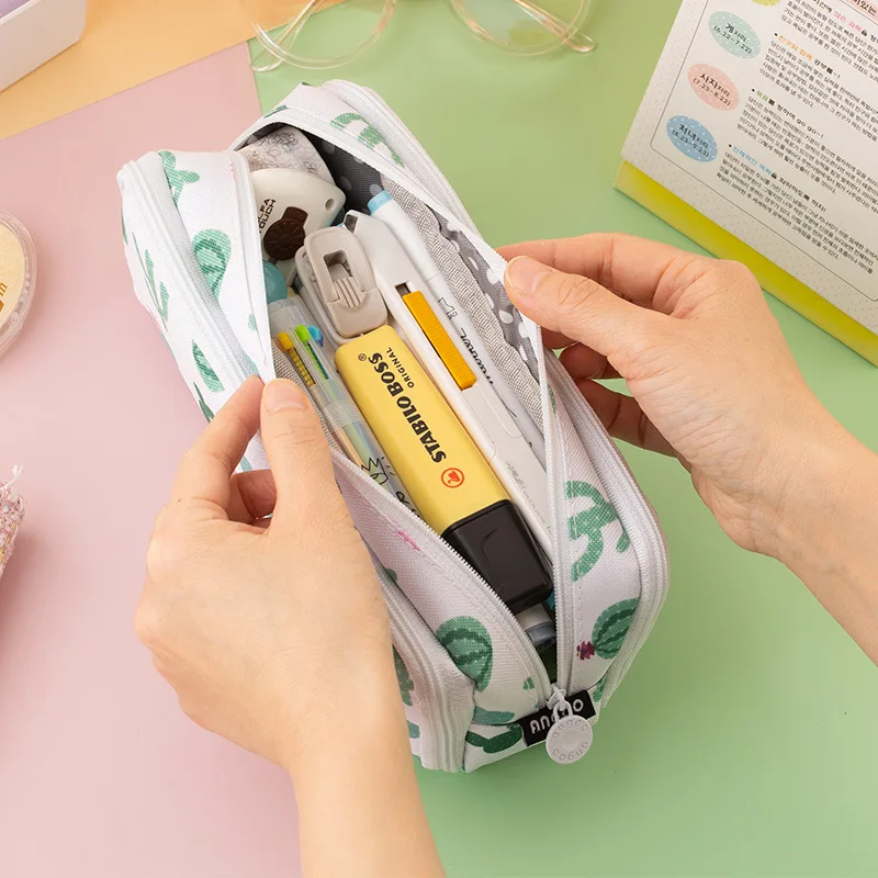 Pencil Case Large Storage Pensil Bag Pouch Marker 3 Compartment Stationery Pen Collect Holder for Adults Office Organizer Gifts