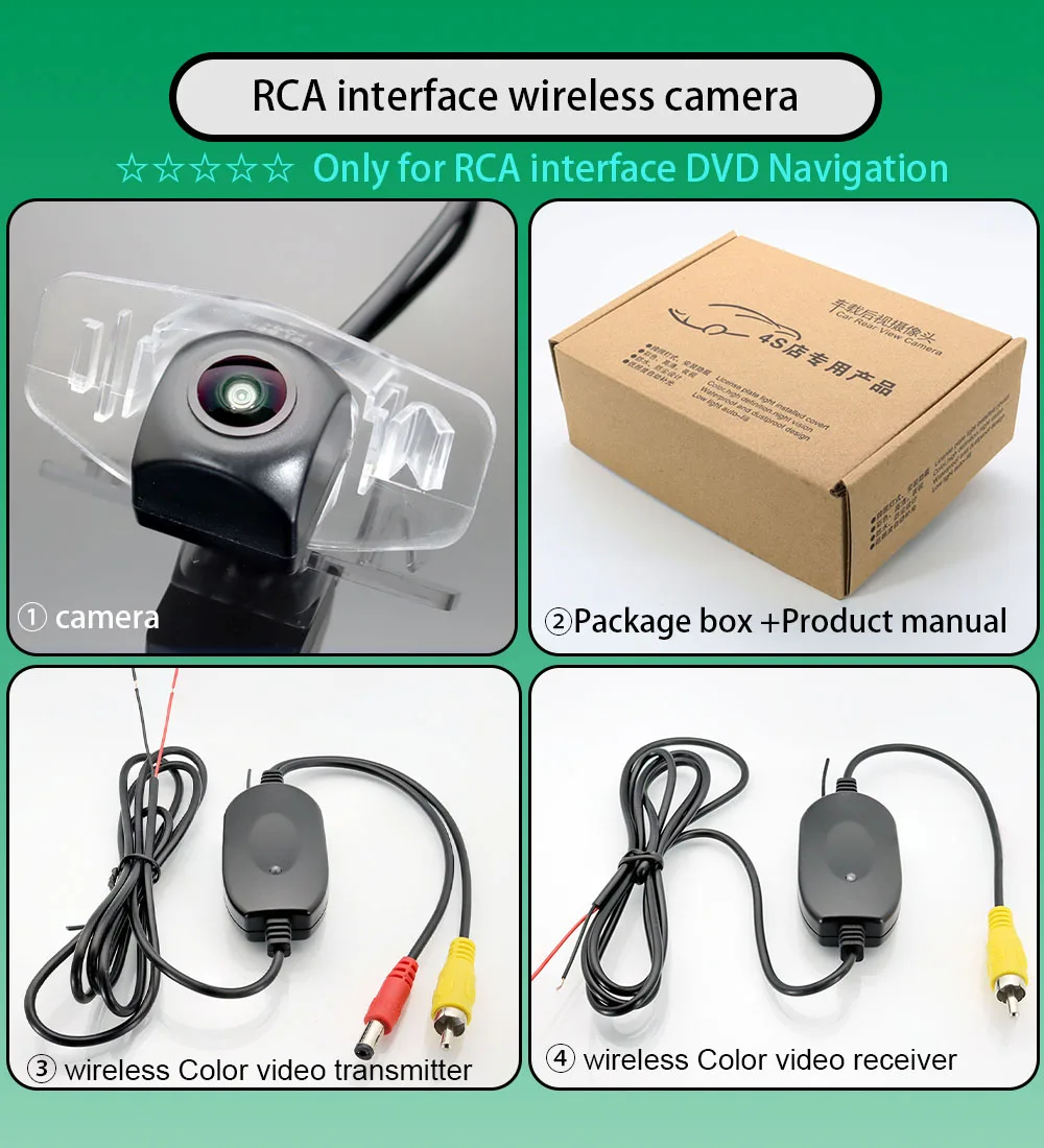 

2.4 Ghz Wireless Rear View Fisheye Camera For Honda Civic 4D / Civic Europe / City Sedan HD Color Transmitter Receiver