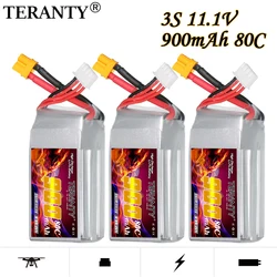 Original TERANTY 11.1V 3S 80C/160C 900mAh Lipo battery, suitable for RC helicopter quadcopter FPV drone, rechargeable battery