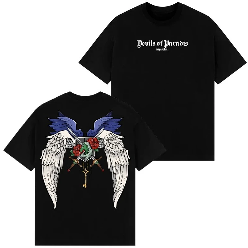 

Classic Japanese Cartoon Anime Retro Oversize Spell Back To Fight High Street Summer Loose Short Sleeve T-shirt