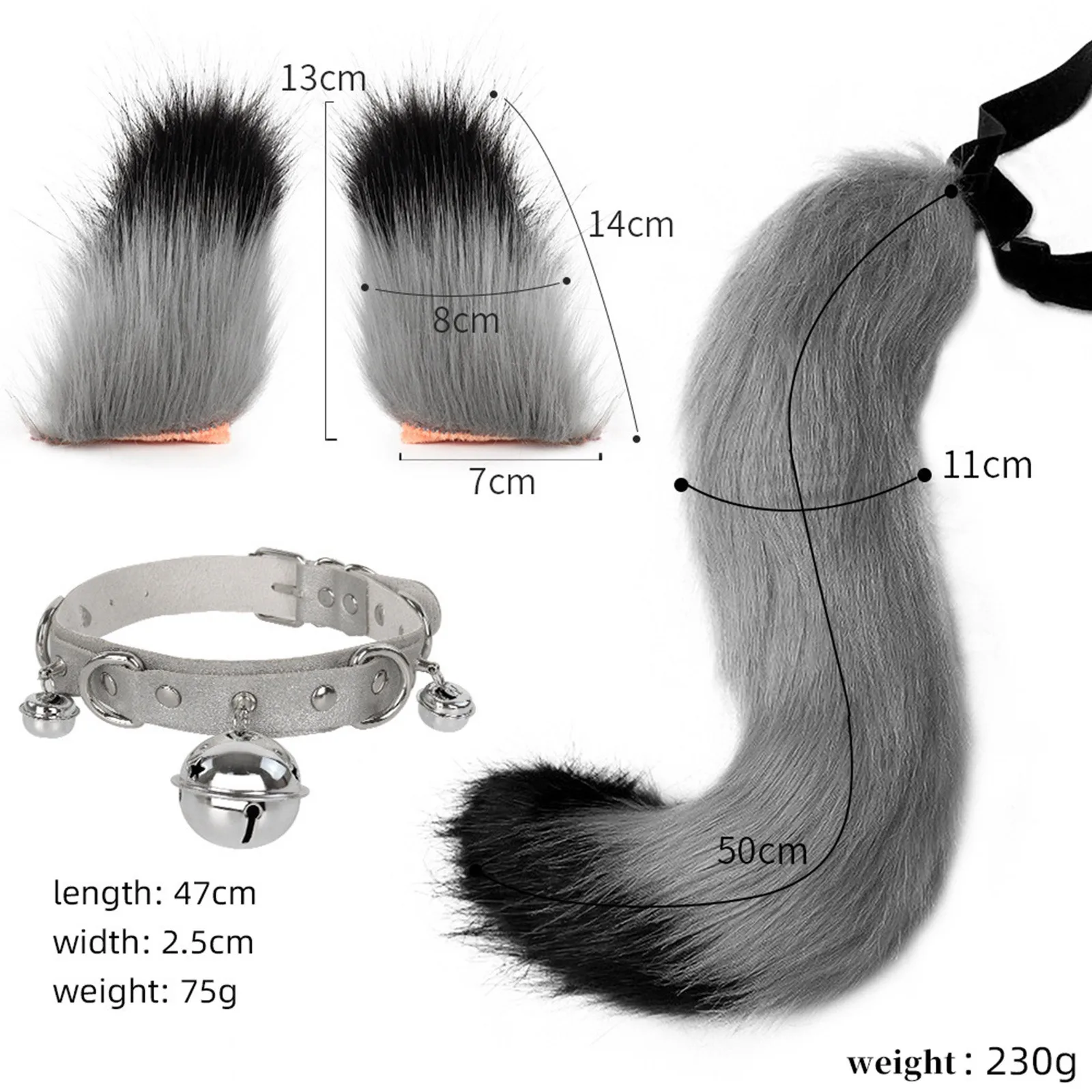 

Fox Ears And Tail Set Faux Fur Cat-Foxes Ears Headband With Tail Set Tail Foxes-Cat Ears Paw Gloves Tail Costume Party Carnivals