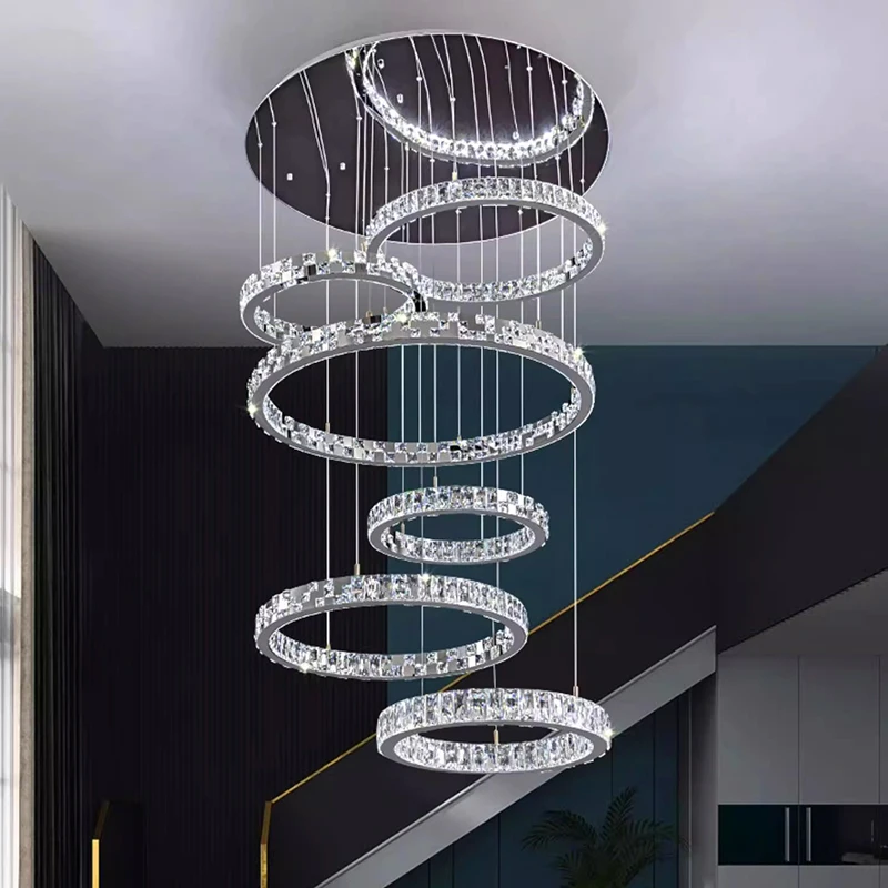 Modern home decoration crystal chandelier, stair Pendant lamp, living room Pendant lights, interior lighting