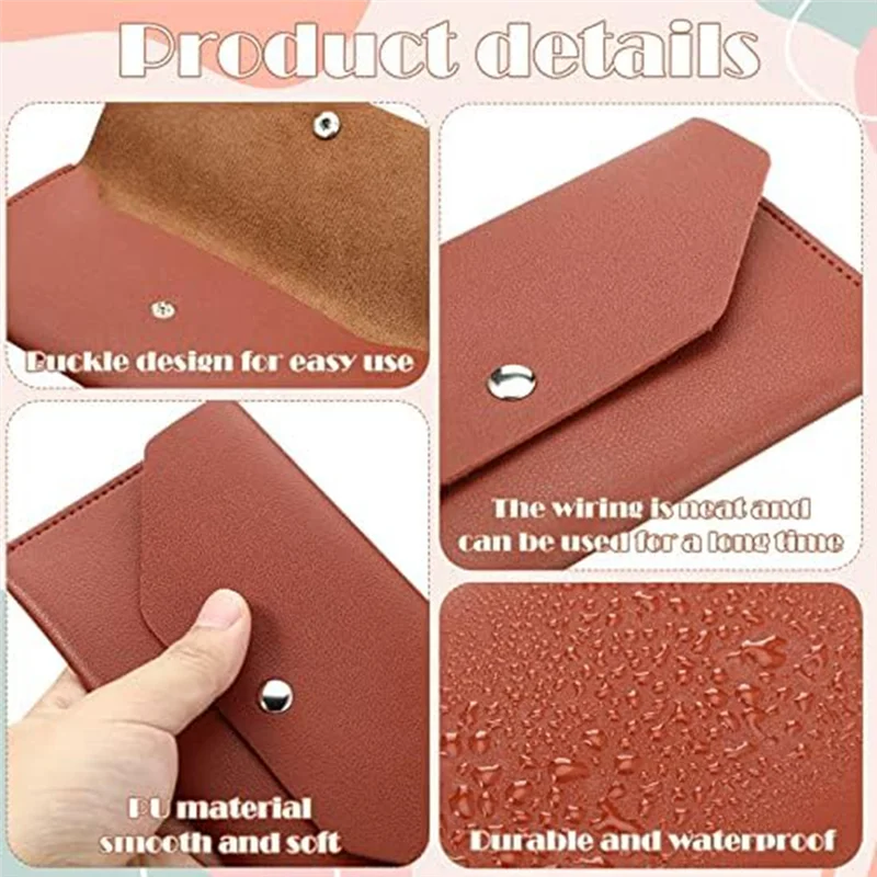 12 Pieces PU Leather Money Envelopes Wallets for Cash Budgeting for Cash Gifts Women Girls Graduation Wedding Birthday