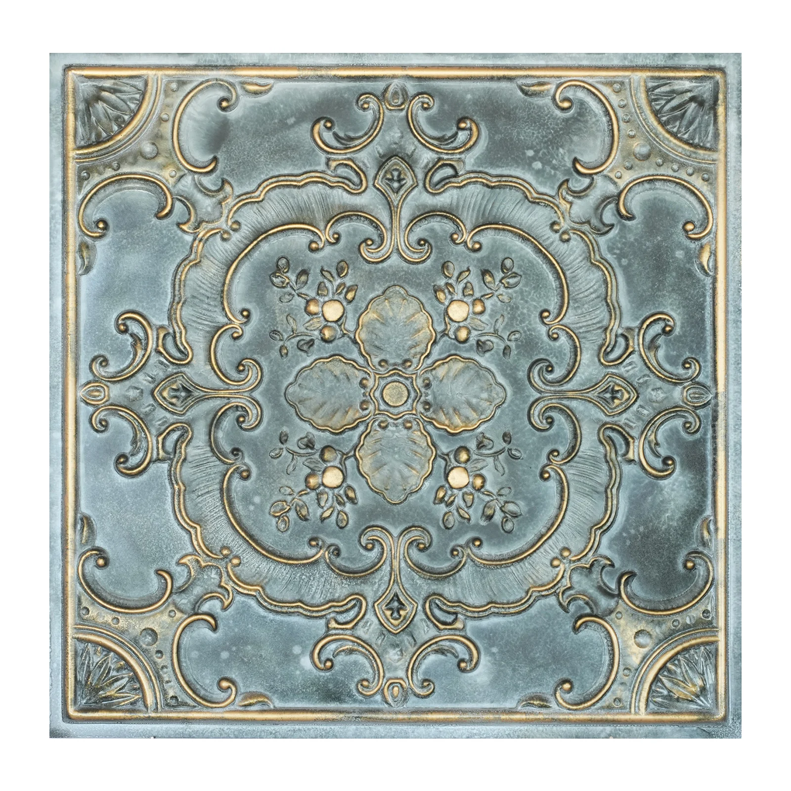 

Old ceiling tiles, Metalized ceiling panels, Vintage wall panels, for Store PL19 Bluish gold 10pcs