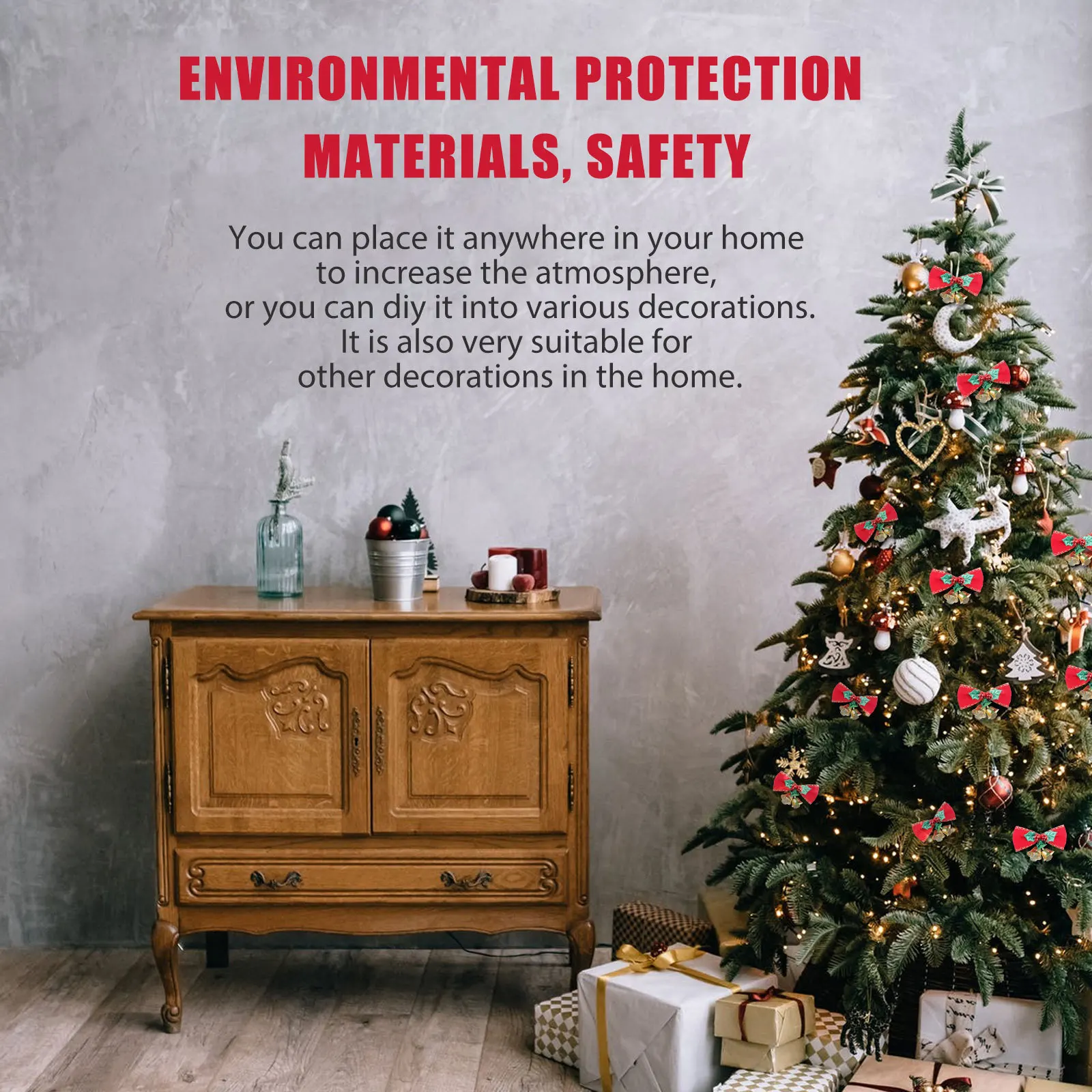 

24Pcs Butterfly Knot Decor Red Christmas Bells for DIY Wreaths Tree Decorations Holiday Party Festive Atmosphere Decorative