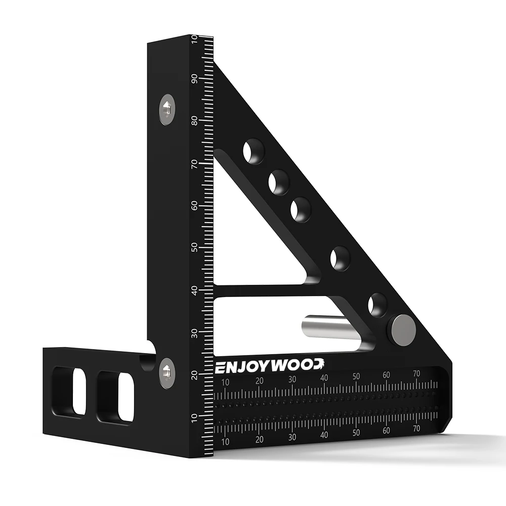 ENJOYWOOD 3D Multi-Angle Measuring Ruler Square Protractor Hole Positioning Inch/MM Aluminum Alloy T-Type Triangle Scriber Tool