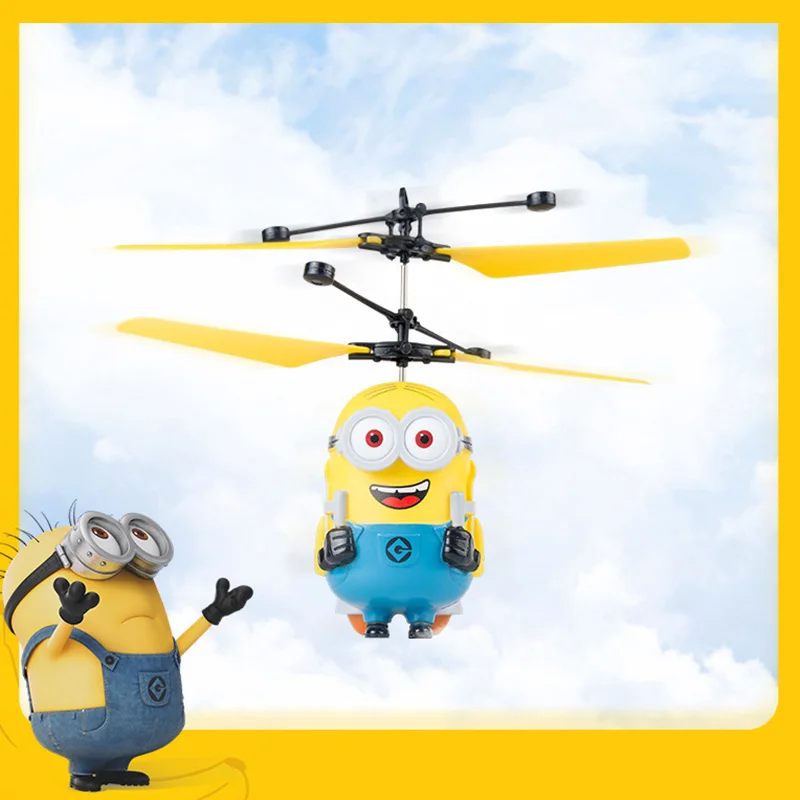 Minions Induction Hovering Safe Fall-Resistant Mini Helicopters Cartoon Toys Remote Control Rechargeable Boy's Children Gift